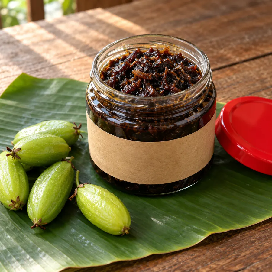Gambar contoh: Sambal Hitam Pahang dalam balang kaca