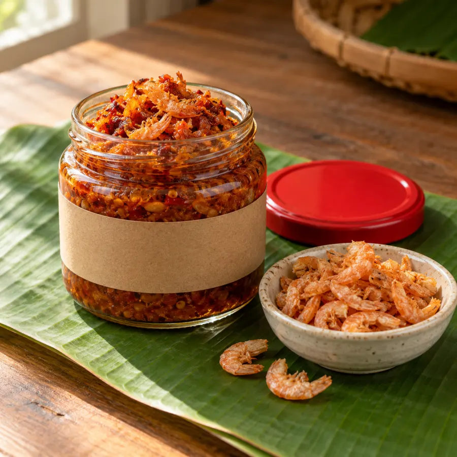 Gambar contoh: Sambal Udang Kering dalam balang kaca